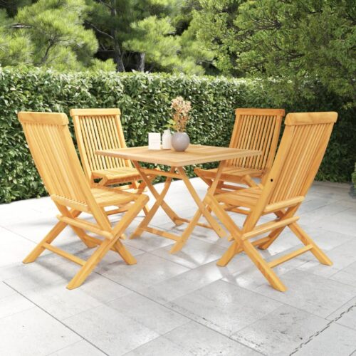 5-Piece Garden Dining Set Acacia Wood Timber Outdoor Patio Furniture - Image 2