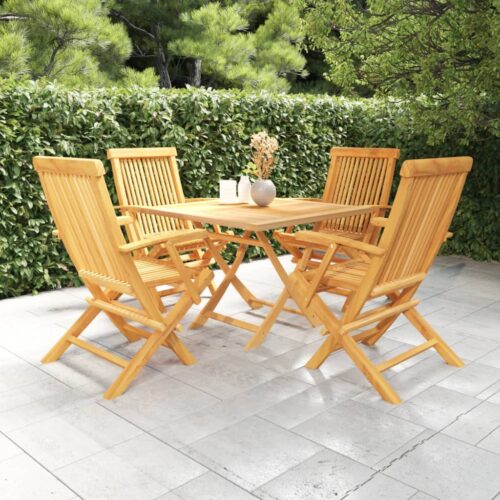 5-Piece Garden Dining Set Acacia Wood Timber Outdoor Patio Furniture - Image 2