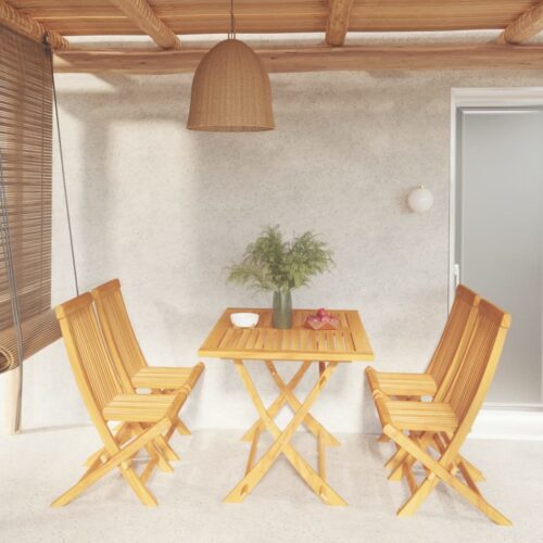 5-Piece Garden Dining Set Acacia Wood Timber Outdoor Patio Furniture - Image 2