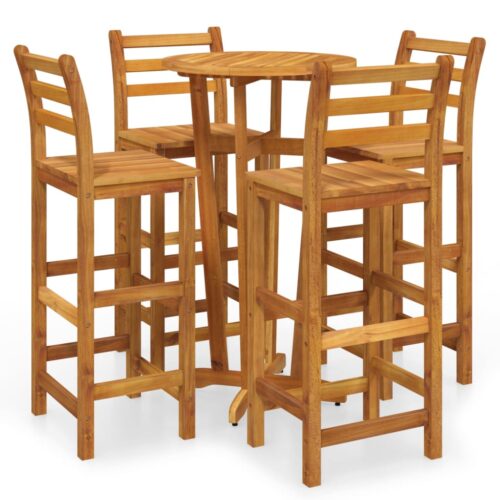 5-Piece Garden Bar Set Wood Timber Outdoor Patio Furniture Acacia