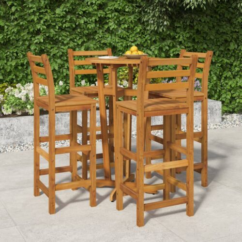 5-Piece Garden Bar Set Wood Timber Outdoor Patio Furniture Acacia - Image 2