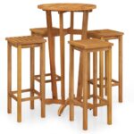 5-Piece Garden Bar Set Wood Timber Outdoor Patio Furniture Acacia