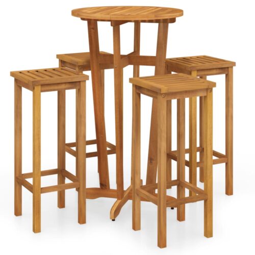 5-Piece Garden Bar Set Wood Timber Outdoor Patio Furniture Acacia