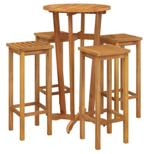 5-Piece Garden Bar Set Wood Timber Outdoor Patio Furniture Acacia - Image 3