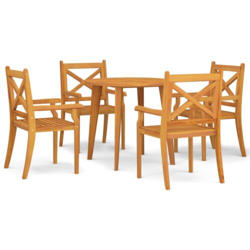 5-Piece Garden Dining Set Wood Timber Outdoor Patio Furniture Acacia