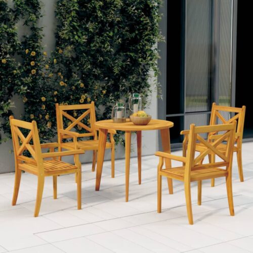 5-Piece Garden Dining Set Wood Timber Outdoor Patio Furniture Acacia - Image 2