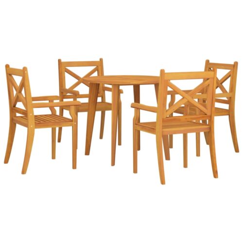 5-Piece Garden Dining Set Wood Timber Outdoor Patio Furniture Acacia - Image 3