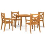 5-Piece Garden Dining Set Wood Timber Outdoor Patio Furniture Acacia