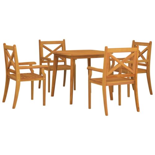 5-Piece Garden Dining Set Wood Timber Outdoor Patio Furniture Acacia - Image 3