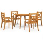 5-Piece Garden Dining Set Wood Timber Outdoor Patio Furniture Acacia