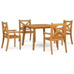 5-Piece Garden Dining Set Wood Timber Outdoor Patio Furniture Acacia