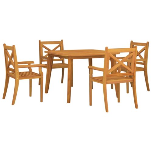 5-Piece Garden Dining Set Wood Timber Outdoor Patio Furniture Acacia - Image 3