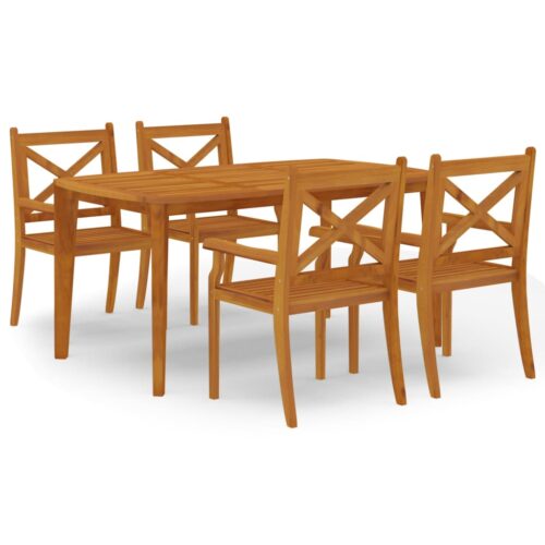 5-Piece Garden Dining Set Wood Timber Outdoor Patio Furniture Acacia