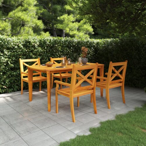 5-Piece Garden Dining Set Wood Timber Outdoor Patio Furniture Acacia - Image 2
