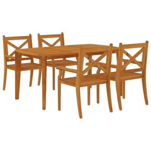 5-Piece Garden Dining Set Wood Timber Outdoor Patio Furniture Acacia - Image 3