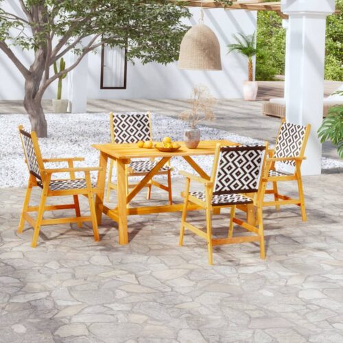 5-Piece Garden Dining Set Wood Timber Outdoor Patio Furniture Acacia - Image 2