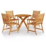 5-Piece Garden Dining Set Wood Timber Outdoor Patio Furniture Acacia