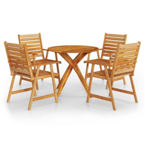 5-Piece Garden Dining Set Wood Timber Outdoor Patio Furniture Acacia