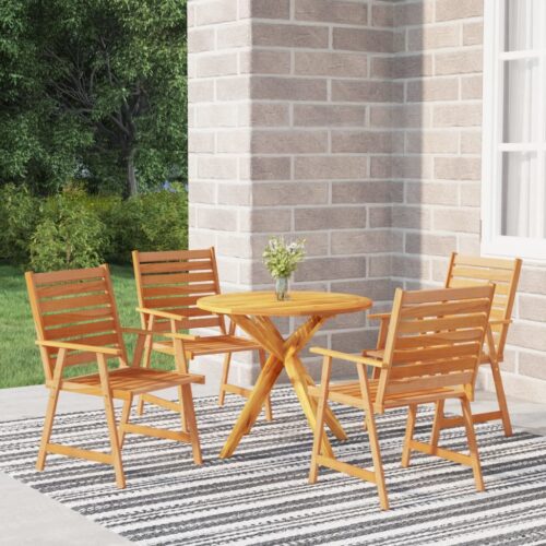 5-Piece Garden Dining Set Wood Timber Outdoor Patio Furniture Acacia - Image 2
