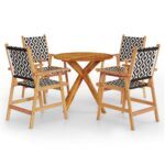 5-Piece Garden Dining Set Wood Timber Outdoor Patio Furniture Acacia