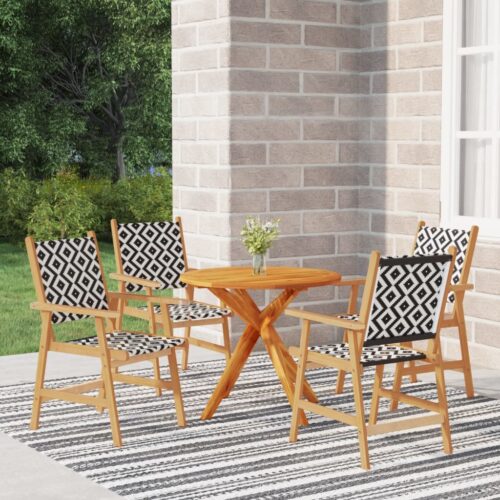 5-Piece Garden Dining Set Wood Timber Outdoor Patio Furniture Acacia - Image 2