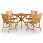 5-Piece Garden Dining Set Wood Timber Outdoor Patio Furniture Acacia