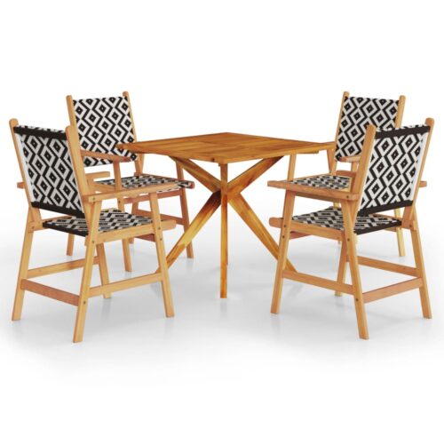 5-Piece Garden Dining Set Wood Timber Outdoor Patio Furniture Acacia