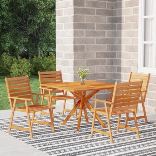 5-Piece Garden Dining Set Wood Timber Outdoor Patio Furniture Acacia - Image 2
