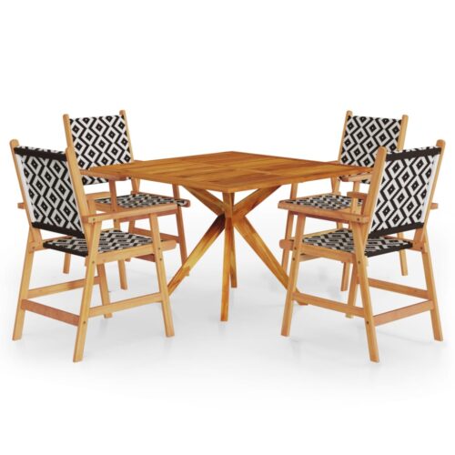 5-Piece Garden Dining Set Wood Timber Outdoor Patio Furniture Acacia