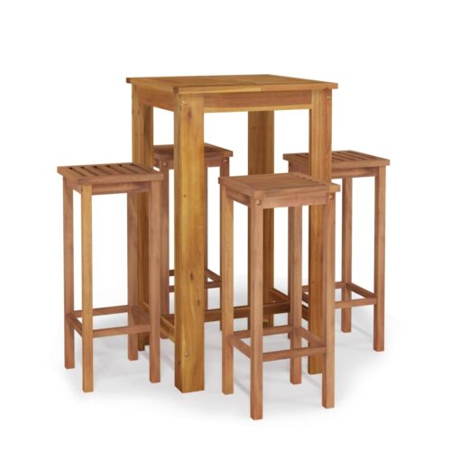 5-Piece Garden Bar Set Wood Timber Outdoor Patio Furniture Acacia