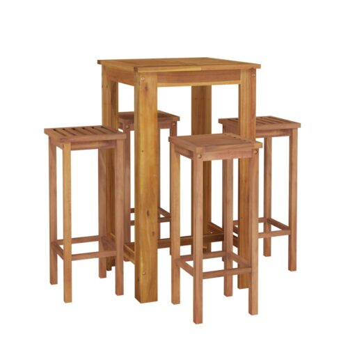 5-Piece Garden Bar Set Wood Timber Outdoor Patio Furniture Acacia - Image 3