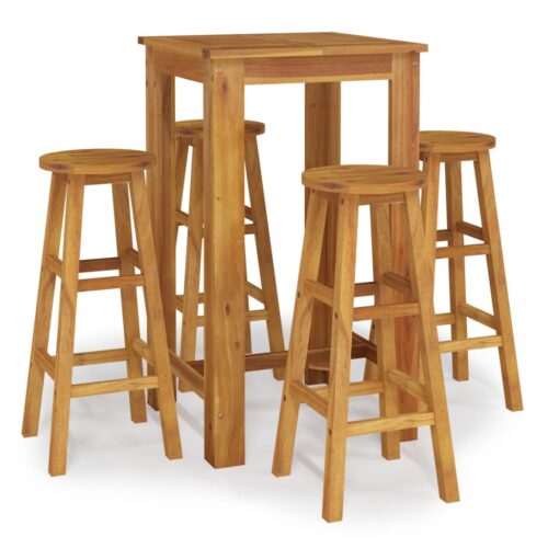5-Piece Garden Bar Set Wood Timber Outdoor Patio Furniture Acacia