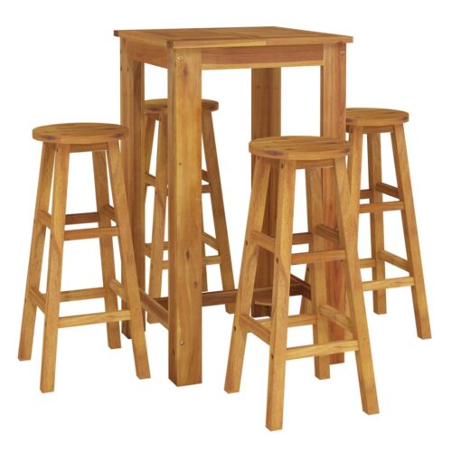 5-Piece Garden Bar Set Wood Timber Outdoor Patio Furniture Acacia - Image 3