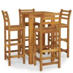 5-Piece Garden Bar Set Wood Timber Outdoor Patio Furniture Acacia