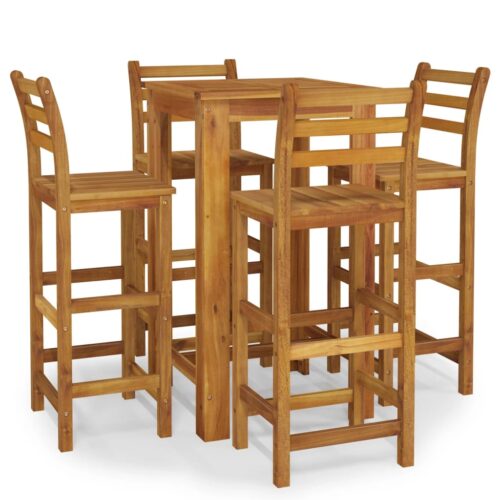 5-Piece Garden Bar Set Wood Timber Outdoor Patio Furniture Acacia