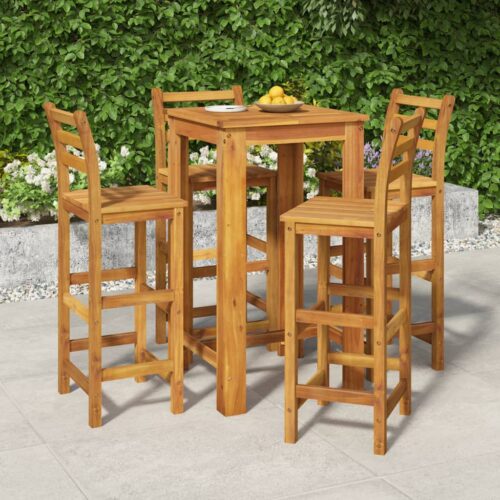 5-Piece Garden Bar Set Wood Timber Outdoor Patio Furniture Acacia - Image 2