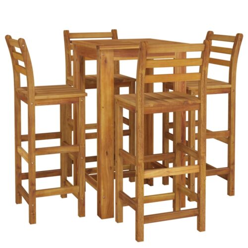 5-Piece Garden Bar Set Wood Timber Outdoor Patio Furniture Acacia - Image 3