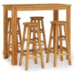 5-Piece Outdoor Dining Set Garden Patio Lounge Chairs Table Solid Acacia Wood