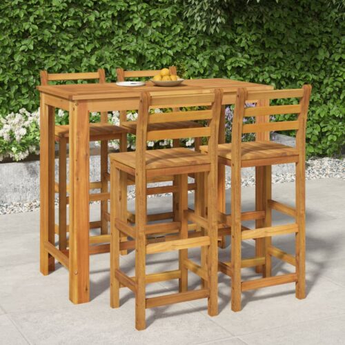 5-Piece Garden Bar Set Wood Timber Outdoor Patio Furniture Acacia - Image 2