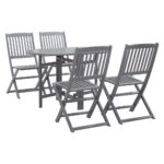 5-Piece Garden Dining Set Wood Timber Outdoor Patio Furniture Acacia Grey