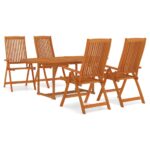 5-Piece Garden Dining Set Wood Timber Outdoor Patio Furniture Eucalyptus