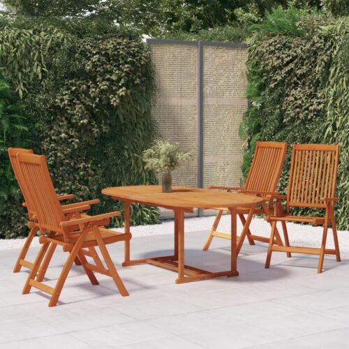 5-Piece Garden Dining Set Wood Timber Outdoor Patio Furniture Eucalyptus - Image 2