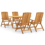 5-Piece Garden Dining Set Wood Timber Outdoor Patio Furniture Teak