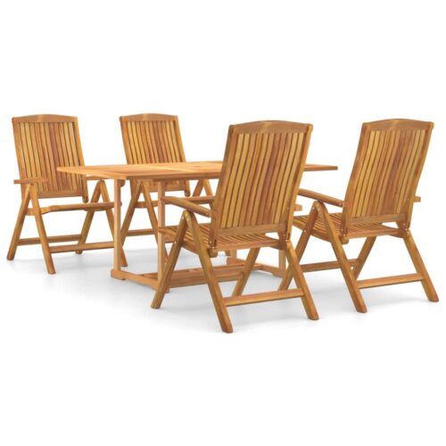 5-Piece Garden Dining Set Wood Timber Outdoor Patio Furniture Teak