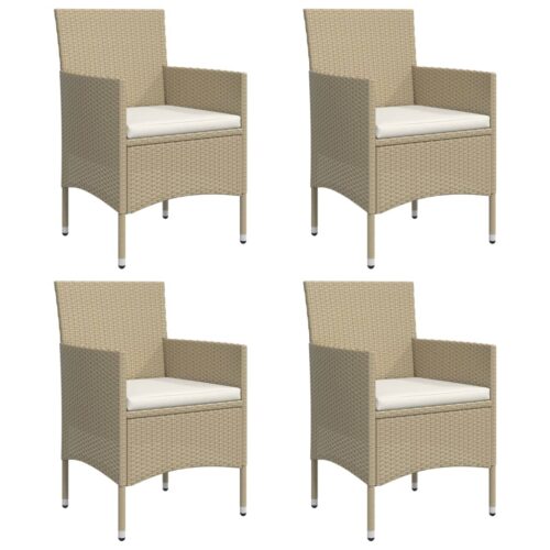 5-Piece Garden Dining Set with Cushions Beige Black - Image 4