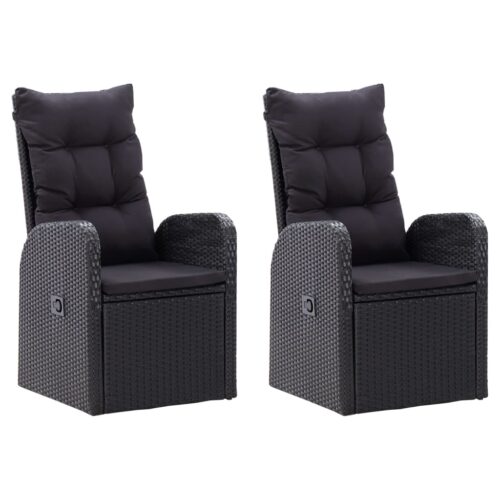 5-Piece Garden Dining Set with Cushions Black - Image 3