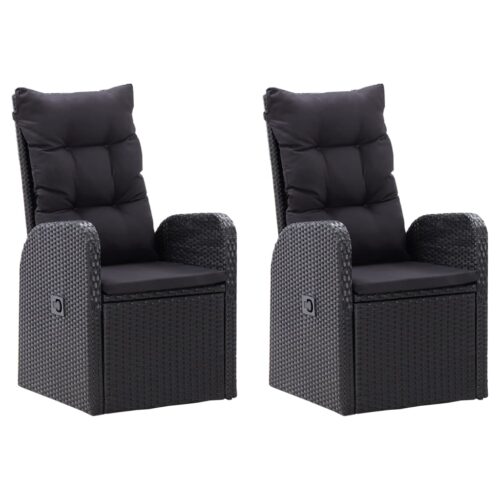 5-Piece Garden Dining Set with Cushions Black - Image 3