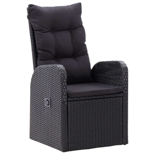 5-Piece Garden Dining Set with Cushions Black - Image 4