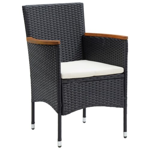 5-Piece Garden Dining Set with Cushions Black - Image 5
