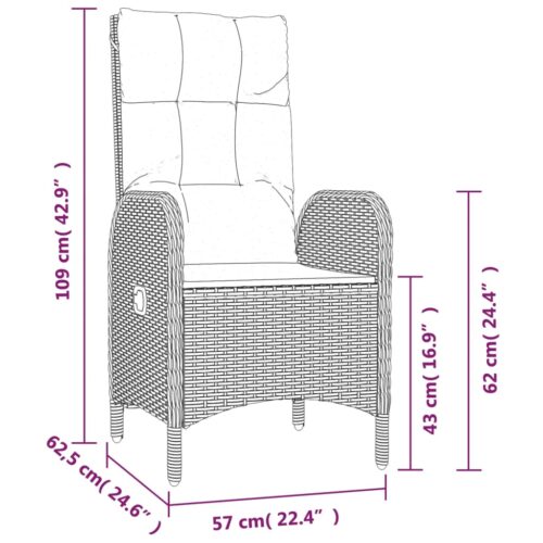 5-Piece Garden Dining Set with Cushions Black Grey Poly Rattan Wicker Outdoor Patio Furniture - Image 9